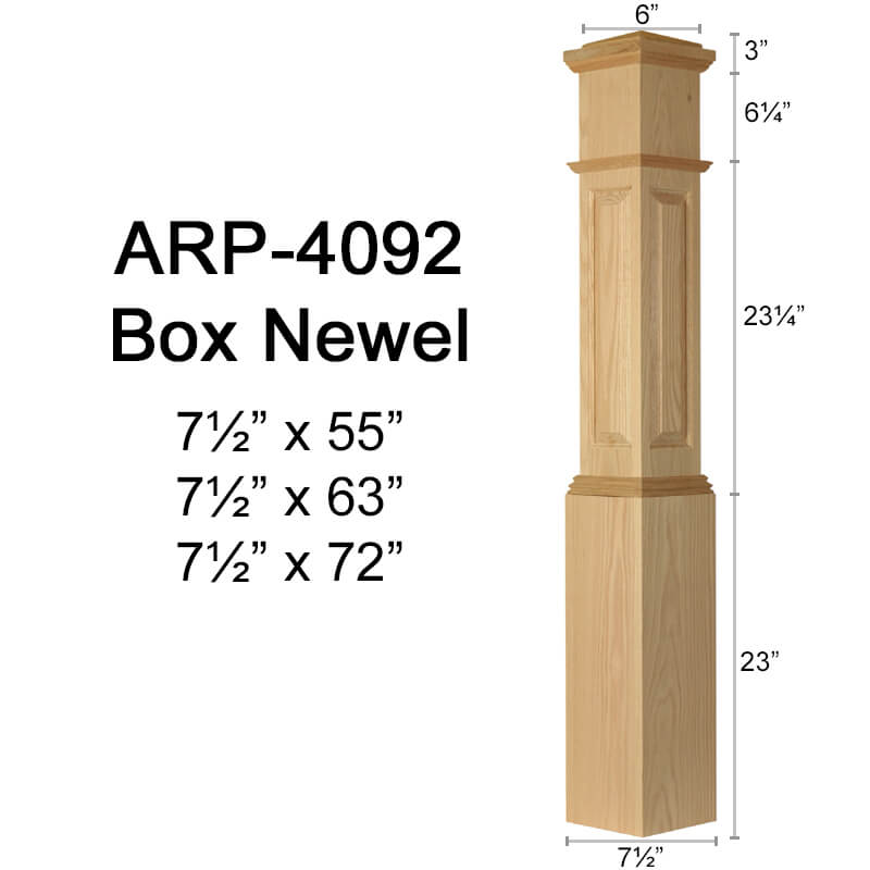 NEWEL POST 6 1/2" KING BOX - POPLAR ; 10% OFF FOR LARGE ORDERS 