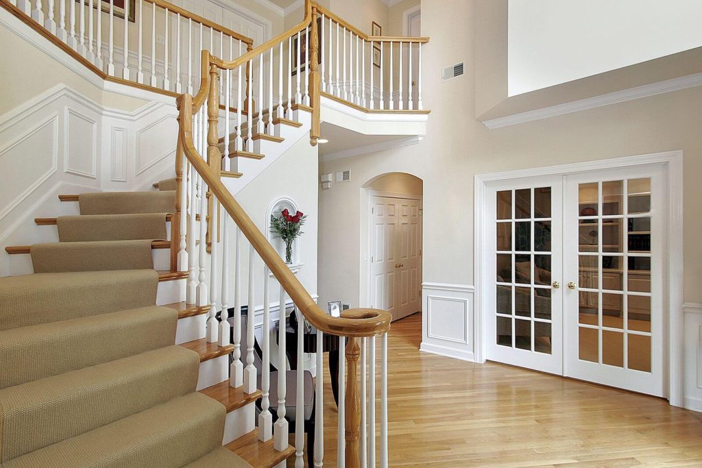 Wooden White and Maple Staircase